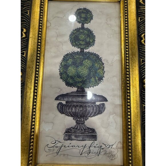 Limited Edition Topiary Fig prints by Kathryn Clarke Gold & Black Frames Vintage - Picture 6 of 12
